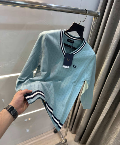 Fredperr y English Green Embroidery Logo Premium Knitted Pull Over