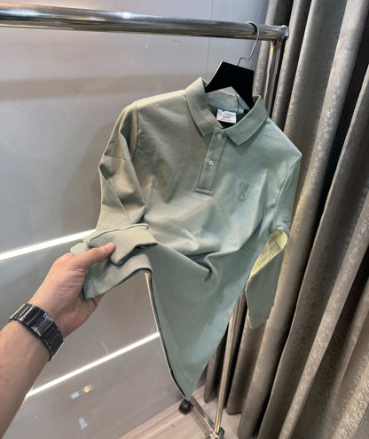 Ami  Paris Green Imported Full Sleeves Polo T-Shirt