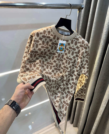 Coac h Beige Imported Knitted Premium Pull Over