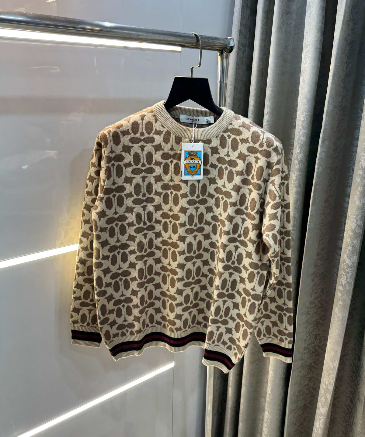 Coac h Beige Imported Knitted Premium Pull Over