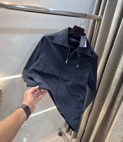 Ralph  Lauren Navy Blue Embroidery Logo Imported Bomber Jacket