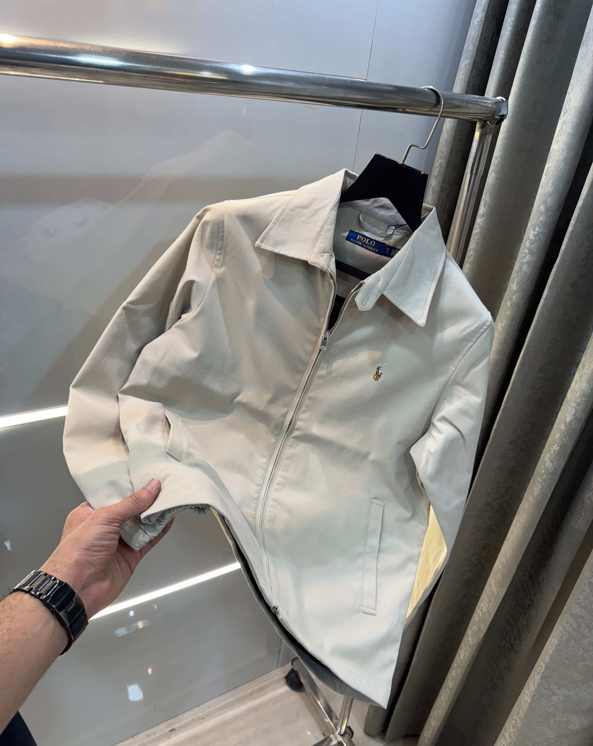 Ralph  Lauren Cream Embroidery Logo Imported Bomber Jacket