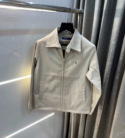 Ralph  Lauren Cream Embroidery Logo Imported Bomber Jacket