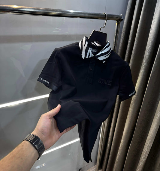 Versac e Couture Black Collar Logo Imported Polo T-Shirt