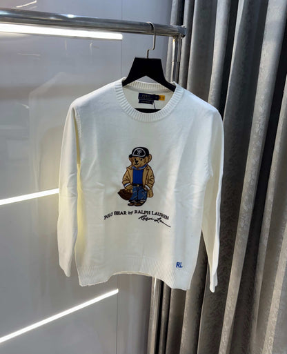 Ralph  Lauren White Teddy Edition Imported Knitted Pull Pver