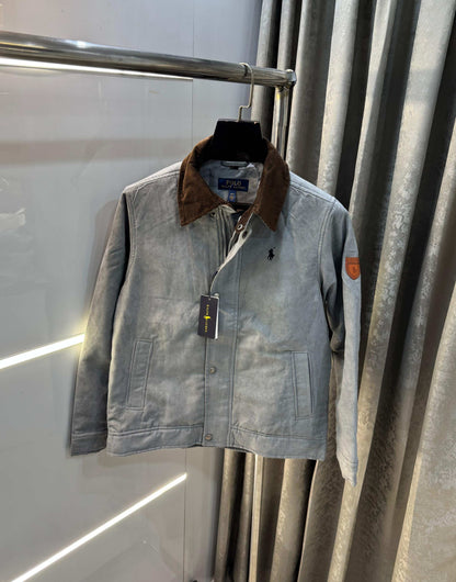 Ralp h Lauren Grey Imported Classic Bomber Jacket