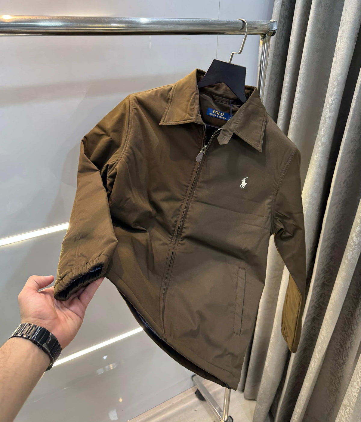 Ralp h  Lauren Brown Embroidery Logo Imported Bomber Jacket