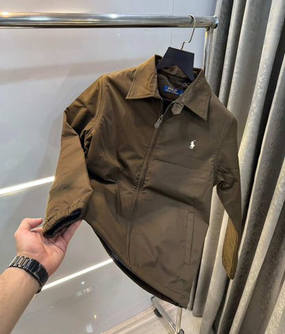 Ralp h  Lauren Brown Embroidery Logo Imported Bomber Jacket