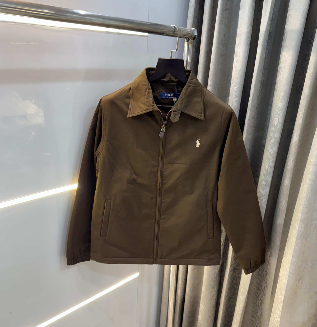 Ralp h  Lauren Brown Embroidery Logo Imported Bomber Jacket