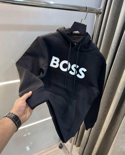 Bos s Black Embroidery Premium Imported Hoodie