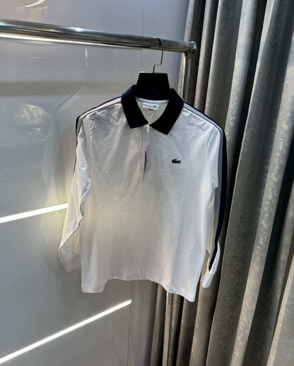 Lacost e White Premium Classic Full Sleeves Polo T-Shirt