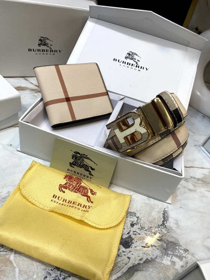 BURBERR_Y Premium Belt & Wallet Combo C329
