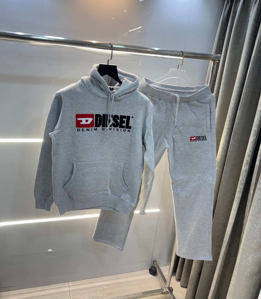 Diese l Grey Embroidery Logo Imported Tracksuit