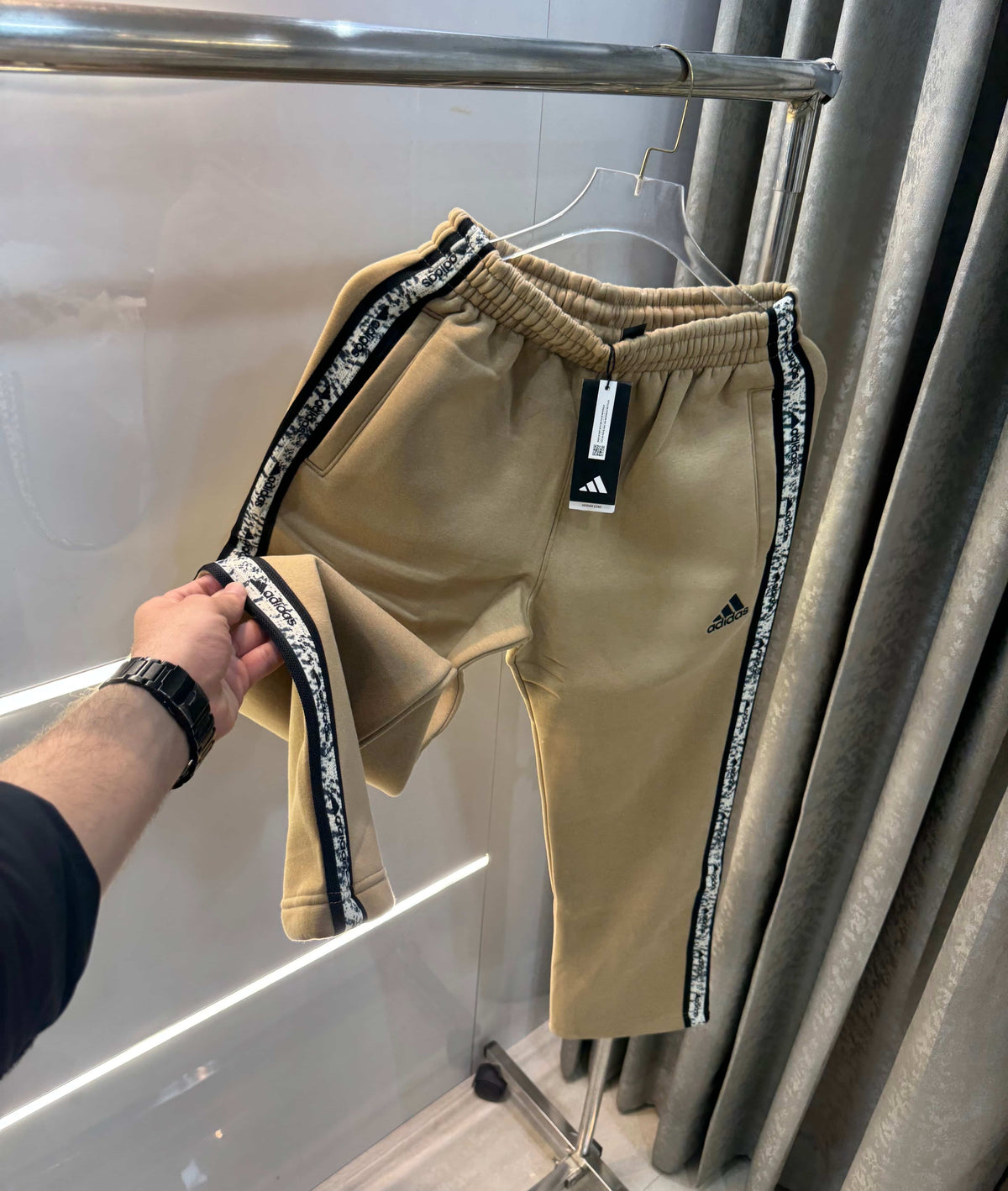 Adida s Beige Logo Work Imported Trackpant