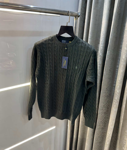 C Ralph  Lauren Olive Green Knitted Imported Pull Over