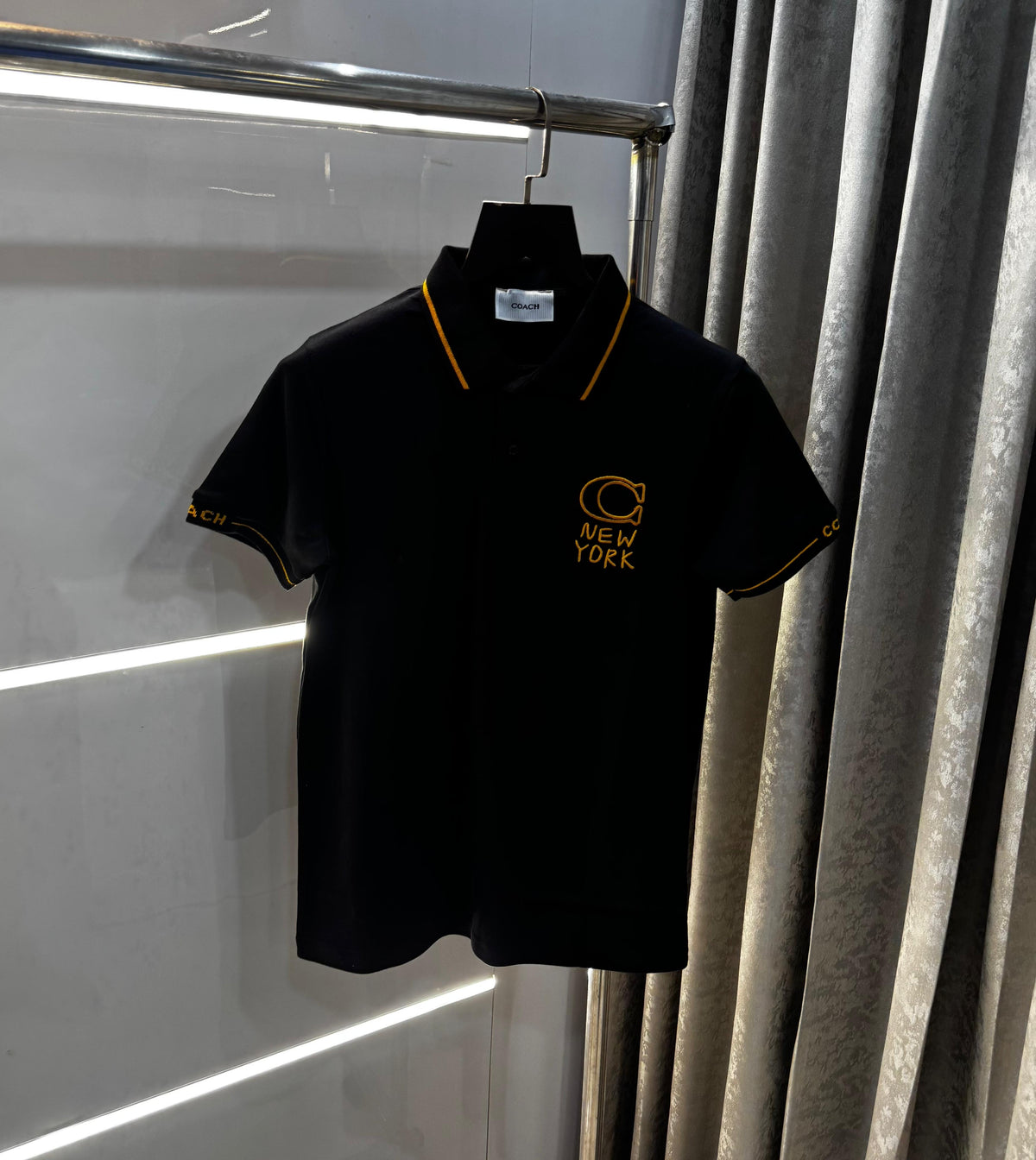 Coac h Black Embroidery Premium Polo T-Shirt