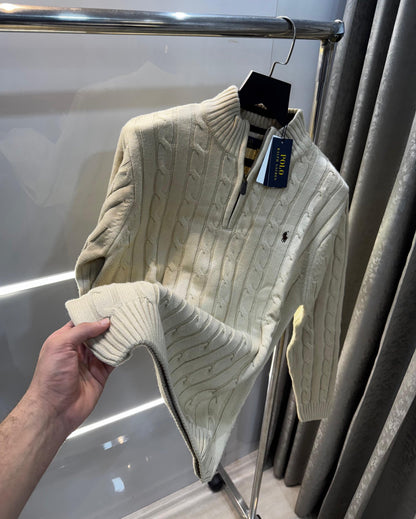 Ralph  Lauren Beige Embroidery Logo Imported Knitted Pull Over