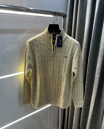 Ralph  Lauren Beige Embroidery Logo Imported Knitted Pull Over