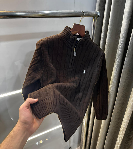 Ralph  Lauren Brown Embroidery Logo Imported Knitted Pull Over