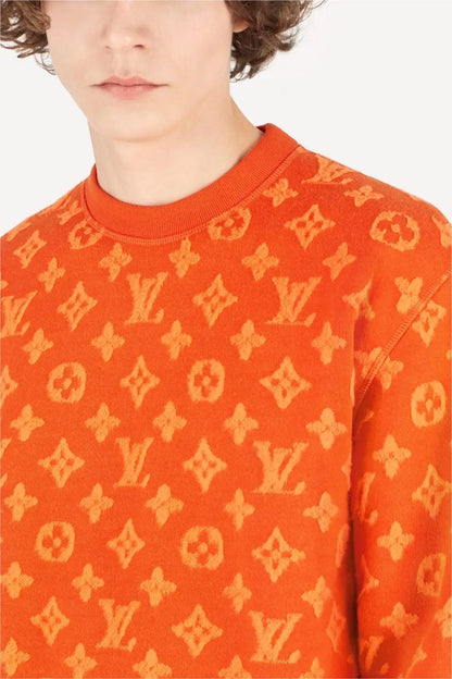 Louis  Vuitton Orange Logo Work Imported Knitted Pull Over