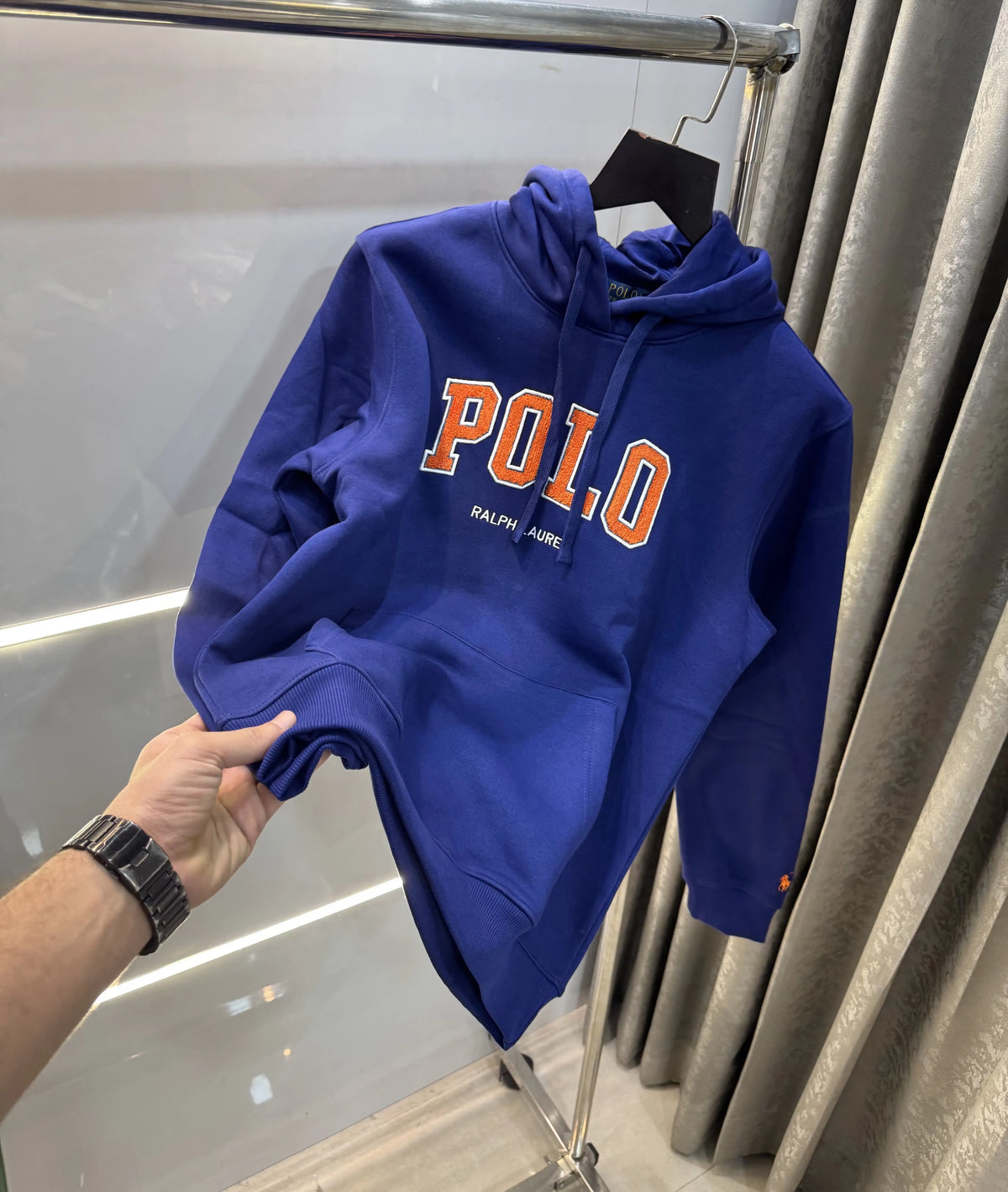Ralph  Lauren Mid Blue Embroidery Logo Imported Hoodie