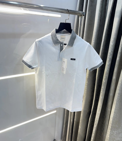 Calvin  Klein White Patch Logo Premium Polo T-Shirt
