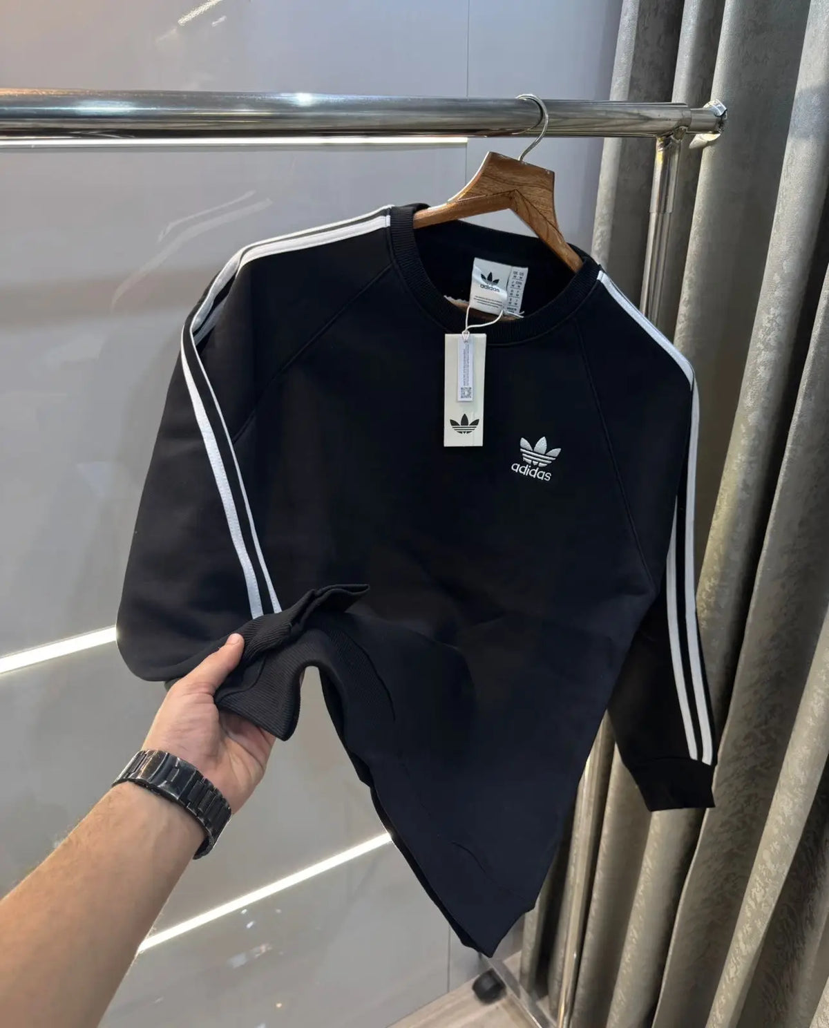 Adida s Black Embroidery Logo Imported Sweatshirt