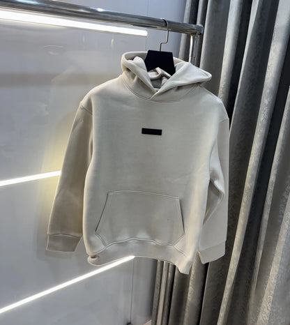 Essential Cream Logo Work Imported Hoodie