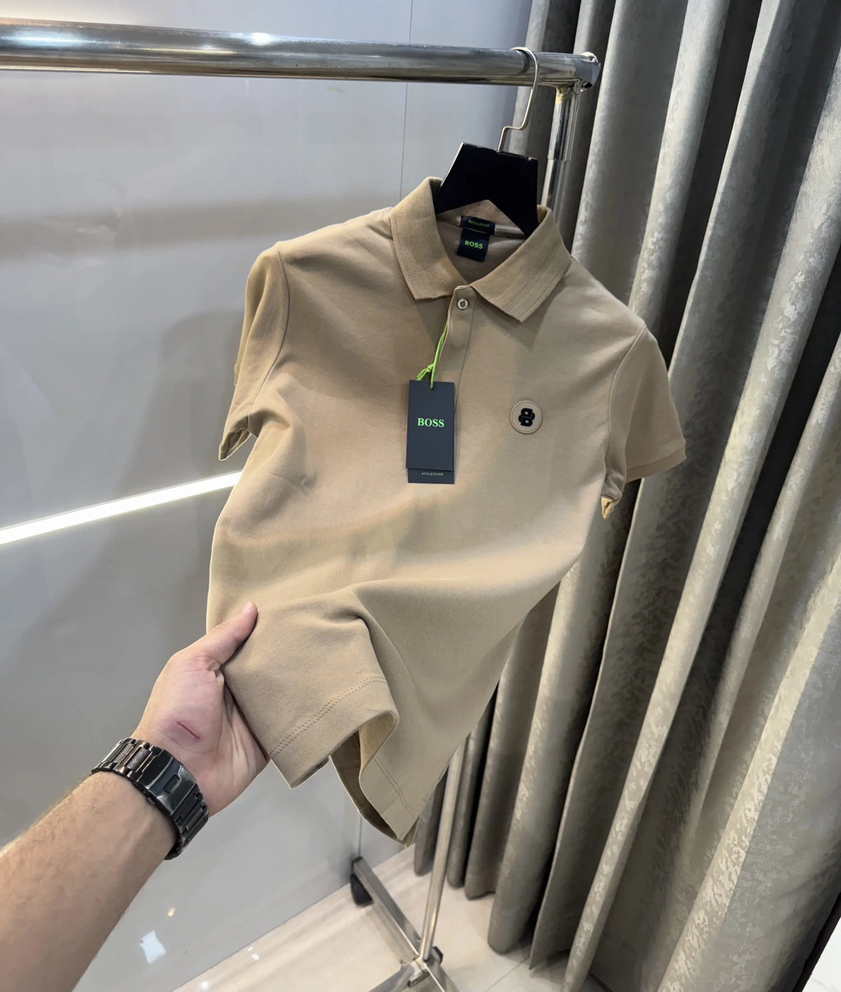 Hugo  Bos s Beige Premium Polo T-Shirt