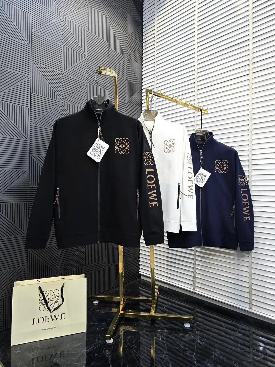 LOeW3 Black Embroidery Logo Imported Tracksuit