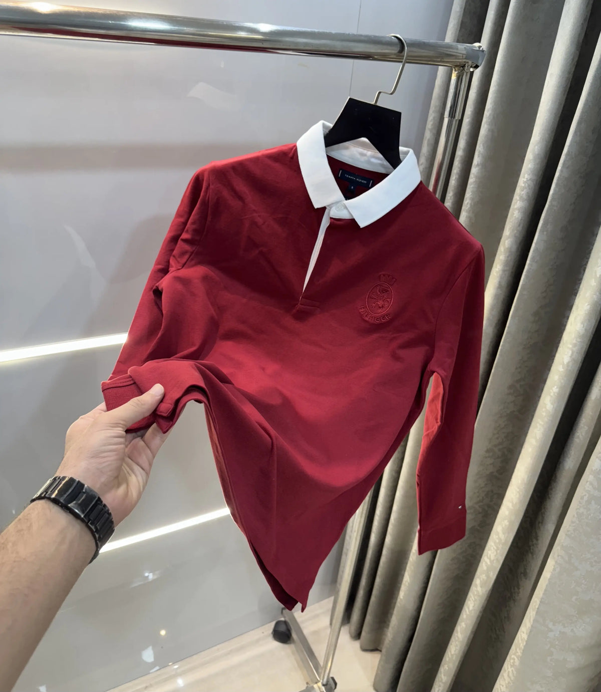 Tomm y Hilfiger Maroon Premium Full Sleeve Polo T-Shirt
