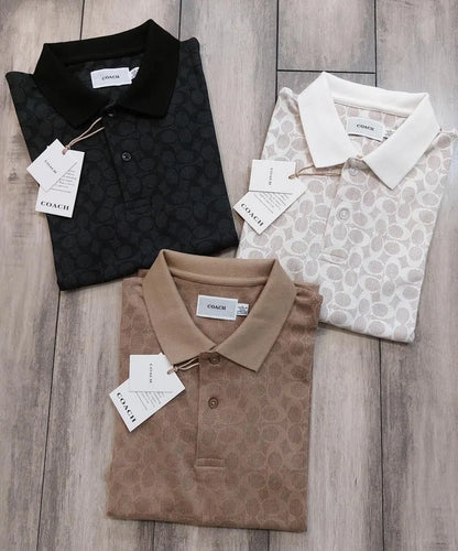 Coac h Beige Monogr-am Imported Polo T-Shirt