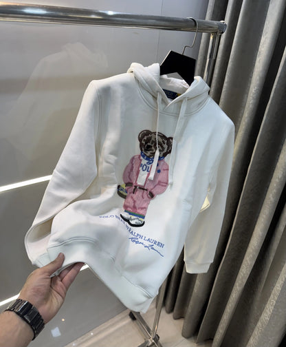 Ralph  Lauren White Teddy Edition Embroidery Logo Imported Hoodie