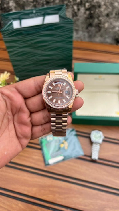 Rolex Day Date Diamond Rosegold/Bro