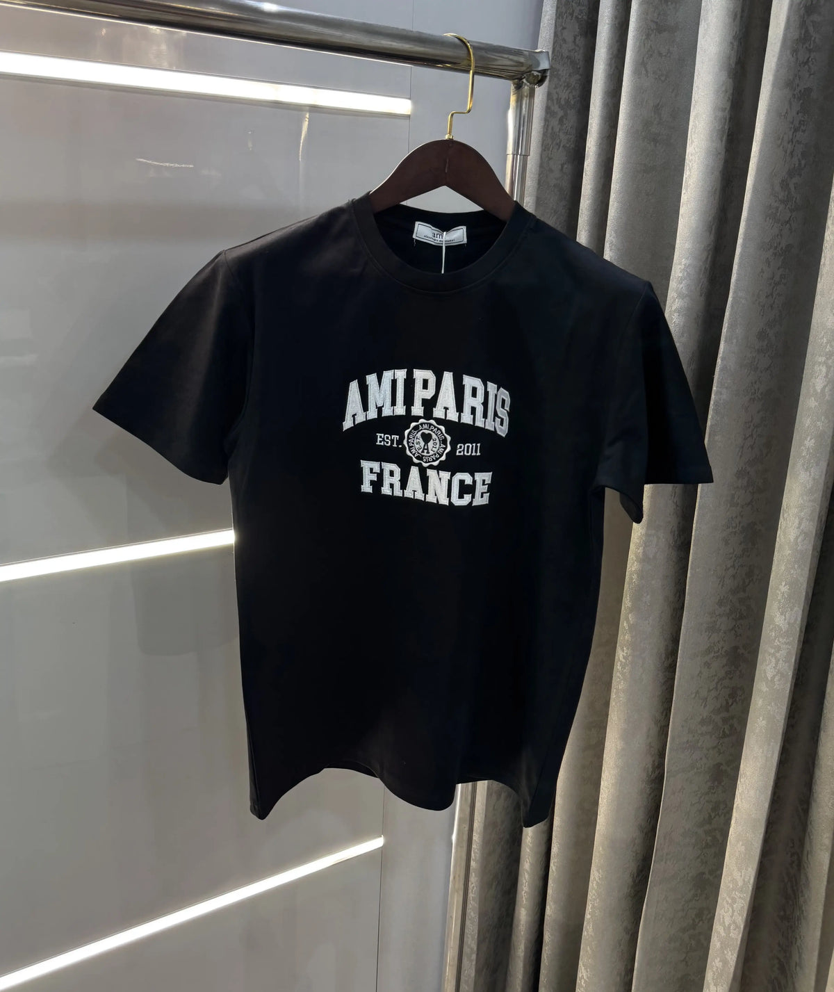 Ami Paris Black Embroidery Logo Premium T-Shirt