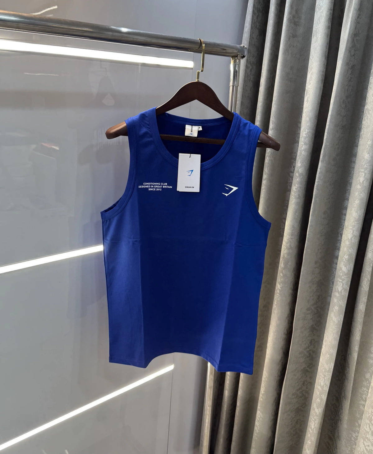 Gym Shark Blue Embroidery Logo Premium Sando