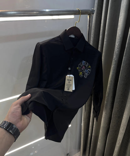 Chrome Hearts Black Logo Work Imported Shirt