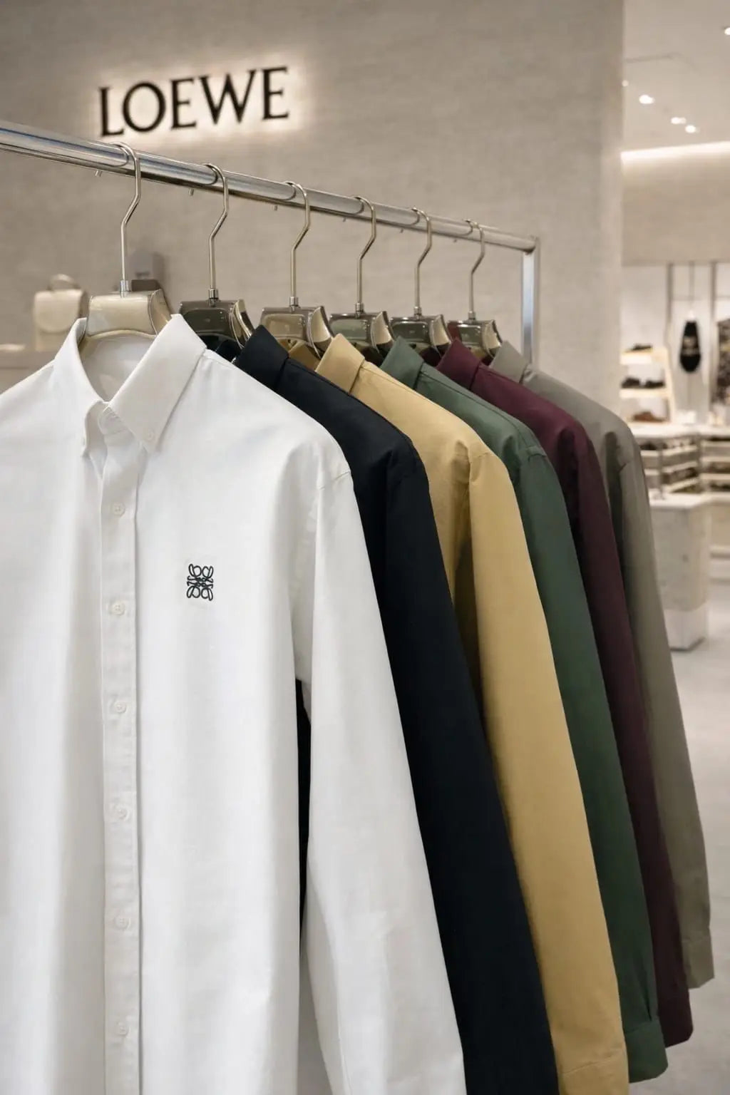 Loewe Light Olive Embroidery Logo Shirt With Premium Box Packing