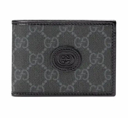 Gucc i Black Grey Monogram Premium Wallet