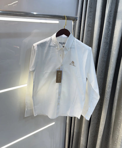 Loro Piana White Embroidery Logo Premium Shirt