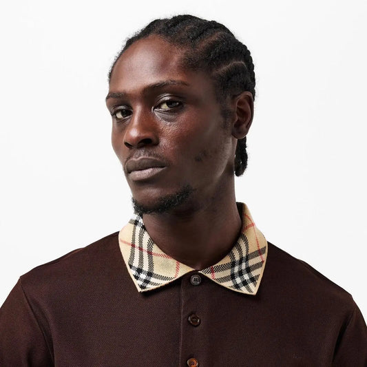 Burberr y Brown Embroidery Logo  Premium Classic Polo T-Shirt