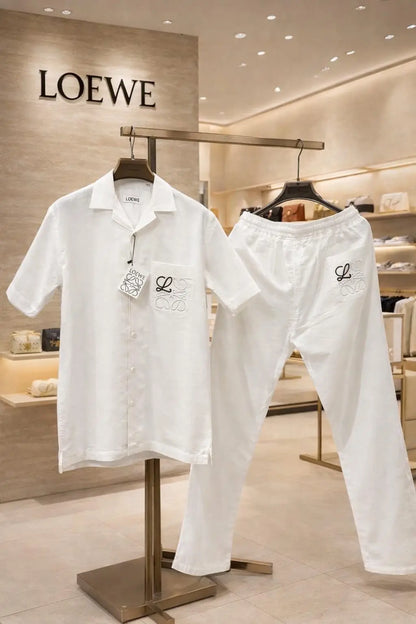 Loewe White Embroidery Logo Premium Linen Cord Set