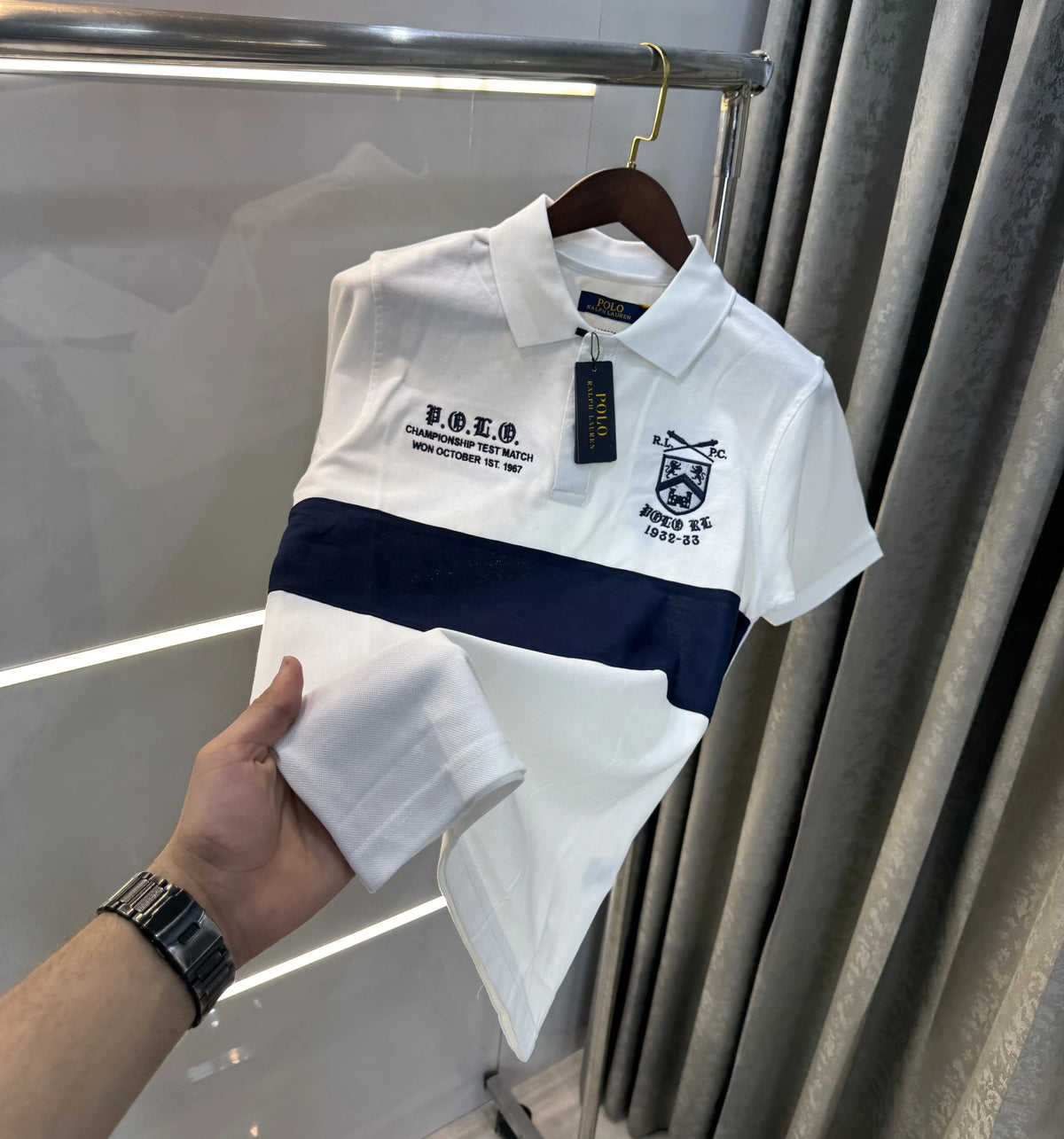 Ralph Lauren White Logo Work Premium Polo T-shirt