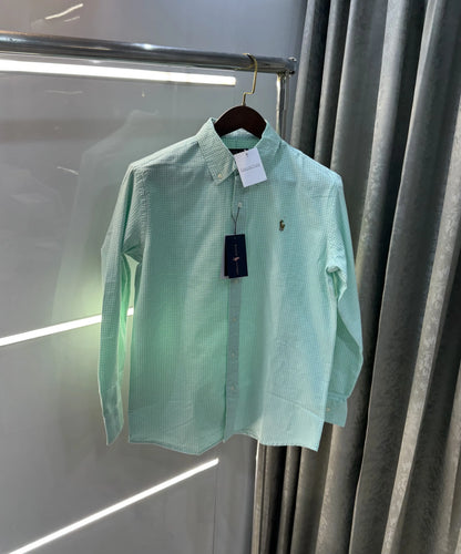 Ralph Lauren Aqua Green Small Checks Premium Shirt