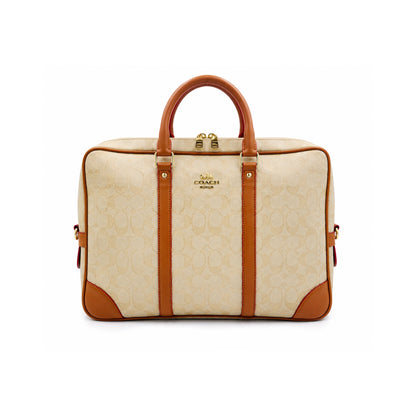 Coac h Monogram Luxury Laptop+Travel Bag Apricot Brown c378