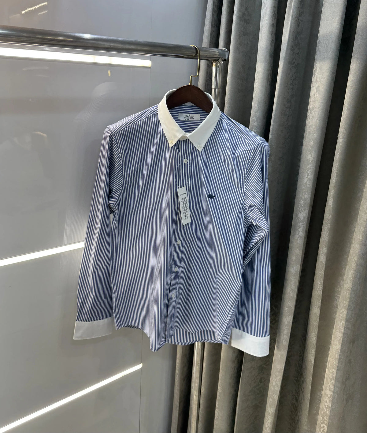 Lacost e Dark Blue Embroidery Logo Work Premium Shirt