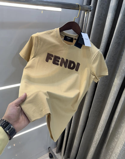 Fend i Beige Logo Work Imported T-Shirt