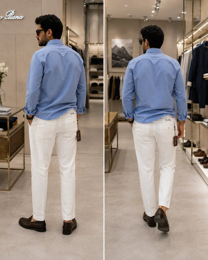 Loro Piana Sky Blue White Italian Imported Combo