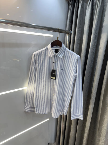 Hugo Boss Purple linen Stripes Premium Shirt