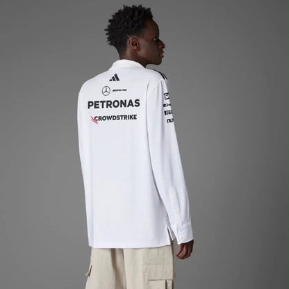 Adida s White Logo Work Premium Full Sleeve Polo T-Shirt